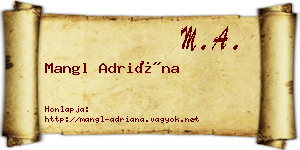 Mangl Adriána névjegykártya